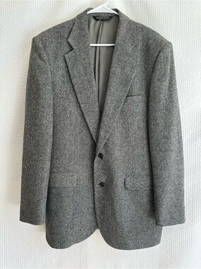 Vintage American Trend Lambs Wool Herringbone Sport Coat Blazer USA Size 44R